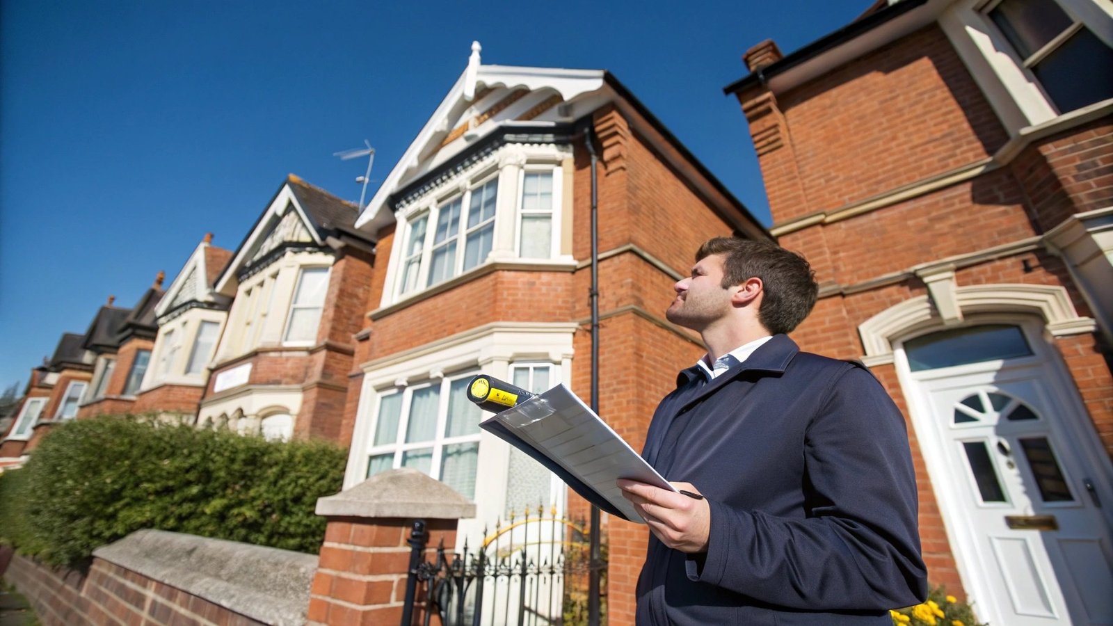 Professional surveyor conducting building survey in Exeter